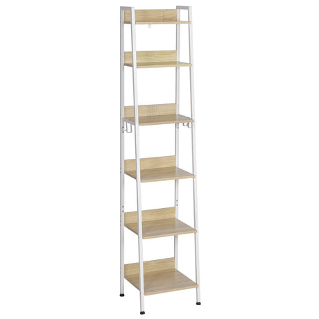 Industrieel ladderrek boekenkast van BukkitBow met 6 planken, 4 haken en metalen constructie voor gezellige opbergruimte