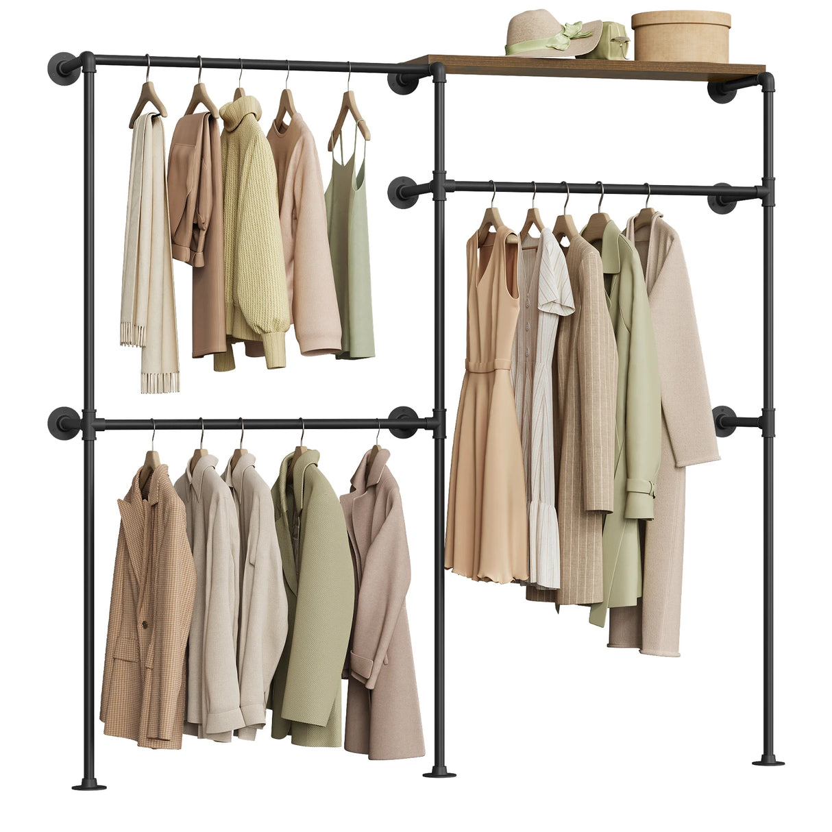 BukkitBow industrieel open kledingrek van metaal, wandmontage, geschikt voor het ophangen van kleding, modern en stevig ontwerp