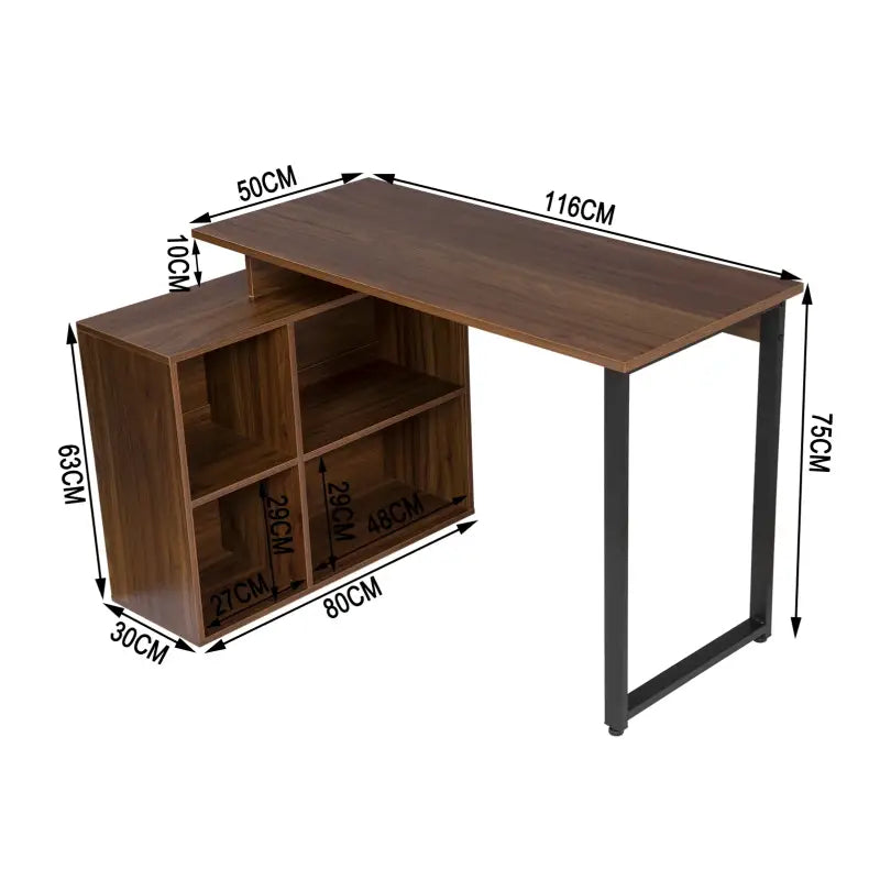 Industriële BukkitBow bureau van wit, licht eiken en donker beukenhout met 4 opbergvakken, multifunctioneel ontwerp, 118x50cm