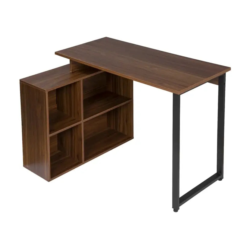 Industriële BukkitBow bureau met 4 opbergvakken, wit, licht eiken en donker beuken hout, multifunctioneel ontwerp, 118x50cm.