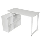 Industriël bureau BukkitBow met 4 opbergvakken, wit, licht eiken en donker beuken hout, multifunctioneel, 118x50cm.