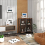 BukkitBow industrieel dressoir van staal en hout met ruime opbergruimte, afmetingen 70x30x80cm, eenvoudig te monteren.