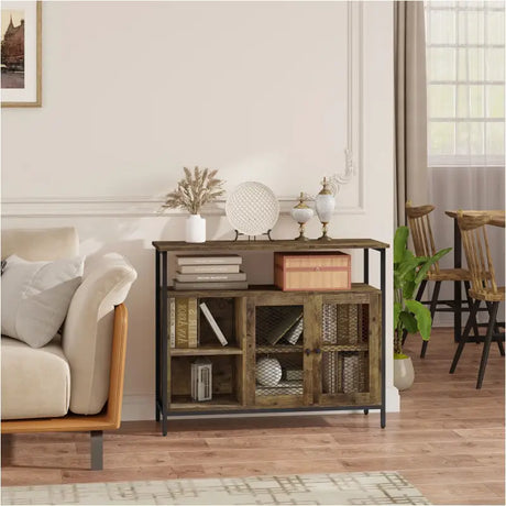 BukkitBow industriële dressoir met retro ontwerp, stevige opslagkast, 100x35x80cm, stijlvol en veelzijdig voor woonruimte.