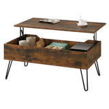 Industriële BukkitBow salontafel met liftfunctie en verborgen opbergruimte, modern design en stevige constructie.