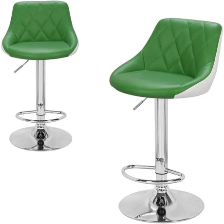 Set van 2 industriële barkrukken van BukkitBow met rugleuning, verstelbare zithoogte 60-82cm en voetensteun, zwart metalen frame.