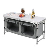 BukkitBow inklapbare campingtafel met stevig blad, geschikt voor 4-6 personen, 120x47x62/69,5 cm, maximale belasting 30 kg.