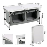BukkitBow inklapbare campingtafel met stevig blad, geschikt voor 4-6 personen, 120x47x62/69,5 cm, tot 30kg belasting.