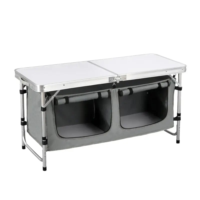 BukkitBow inklapbare campingtafel met stevig blad, geschikt voor 4-6 personen, 120x47x62/69,5 cm, met maximale belasting van 30 kg.