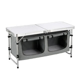 BukkitBow inklapbare campingtafel met stevig blad, geschikt voor 4-6 personen, 120x47x62/69,5 cm, met maximale belasting van 30 kg.
