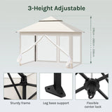 Inklapbare BukkitBow partytent 3x3m met dubbel dak en muggennet, geschikt voor buitenfeestjes en evenementen