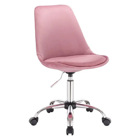 BukkitBow bureaustoel met draaibare, verstelbare zithoogte, faux leren en fluwelen bekleding op stalen basis.