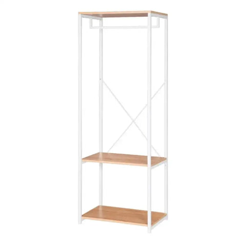 BukkitBow kledingrek met staal en hout, inclusief 2 opbergplanken, maximale draagkracht 20 kg, afmetingen 60x40x167 cm.