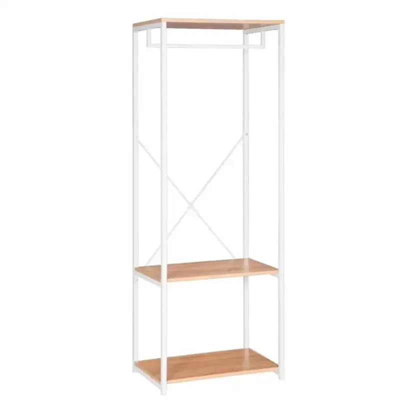 BukkitBow kledingrek met stalen en houten kapstok, inclusief 2 opbergplanken, afmetingen 60x40x167cm, max 20 kg.