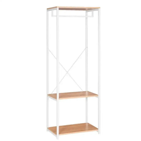 BukkitBow kledingrek met stalen en houten onderdelen, inclusief 2 opbergplanken, afmetingen 60x40x167cm, maximale belasting 20 kg