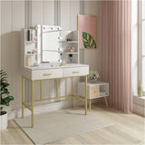 BukkitBow make-up tafel met spiegel en LED lampen, afmetingen 90x75x45cm, stijlvolle kaptafel voor beauty en make-up.