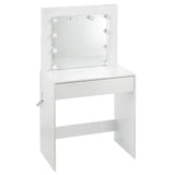 BukkitBow kaptafel met grote spiegel, LED-verlichting, ruime opbergruimte en MDF-vriendelijk ontwerp, afmetingen 80x40x140 cm