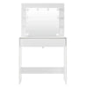 BukkitBow kaptafel met grote spiegel, LED-verlichting en opbergruimte, MDF vezelplaat, afmetingen 80x40x140cm