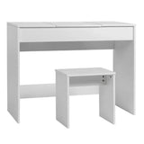 BukkitBow kaptafel met kruk, inklapbare spiegel en opbergruimte, ideaal voor make-up en schoonheidsroutine in de slaapkamer