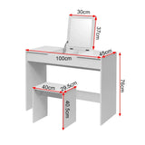 BukkitBow kaptafel met kruk, inloopbare spiegel en opbergruimte, ideaal voor make-up en haarstyling in de slaapkamer
