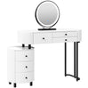 BukkitBow kaptafel met LED-verlichting, draaibare spiegel, zijkast en drie lichtkleuren voor make-up en slaapkamer gebruik.
