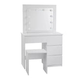 BukkitBow kaptafel set met kruk, melamine panelen, spiegel en LED-verlichting voor een stijlvolle slaapkamer of kleedkamer.