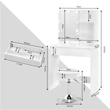 BukkitBow Kaptafel set met verstelbare kruk, LED-verlichting en spiegel, geschikt voor make-up en hairstyling.