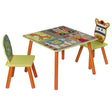 BukkitBow kindertafel en stoelen set, stevig en veilig, met tafel van 60x60cm en twee bijpassende stoelen, geschikt voor kinderen