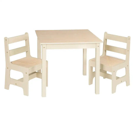 BukkitBow kinder tafel met 2 stoelen, multifunctioneel MDF set, 60x60x55cm, geschikt voor kinderen, in natuurlijke kleur.