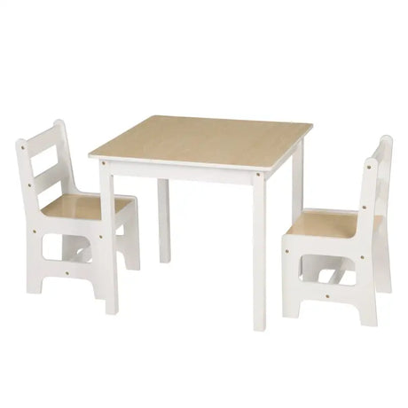 BukkitBow kinder tafel met twee stoelen, multifunctioneel MDF panelen, 60x60x55 cm, geschikt voor kinderen.