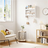 Kinderboekenplank van BukkitBow met MDF en Grenenhout, 2 planken, stangen en haken, wandmontage, afmetingen 60x55x12cm.