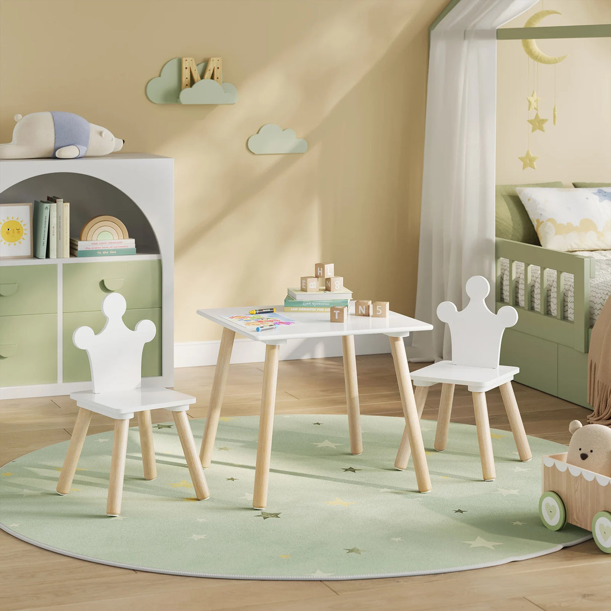 BukkitBow - Kindertafel met 2 Stoelen - Hout - Montessori - Speelset
