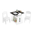 BukkitBow kindertafel met twee stoeltjes en opbergruimte, 2-in-1 tekentafel voor kinderen, natuurlijke houtkleur en compact ontwerp