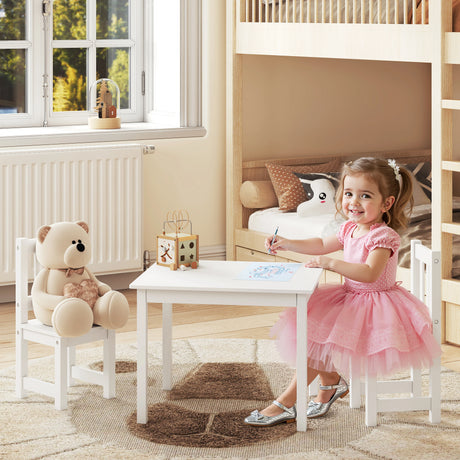BukkitBow houten kindertafel met 2 stoeltjes, speeltafel voor kinderkamer, geschikt vanaf 2 jaar, gezellige zitgroep voor kinderen