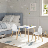 BukkitBow kindertafel met 2 stoeltjes in wit en wolk design, speeltafel voor peuters en kleuters, geschikt voor jonge kinderen.