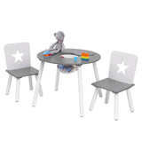BukkitBow kindertafel met stoelen, ergonomisch en compact ontwerp, geschikt voor kinderen, afmetingen 59,5x46 cm.