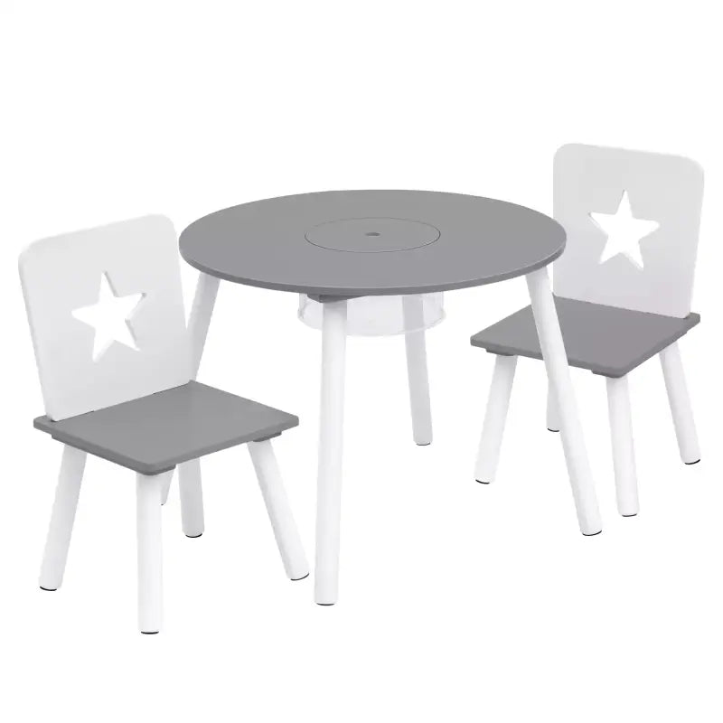 BukkitBow kindertafel met stoelen, kinder meubelset in veilig ergonomisch en compact ontwerp, 59,5x46cm, geschikt voor kinderen