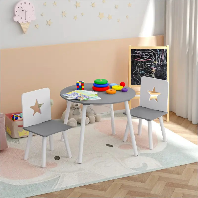 BukkitBow kindertafel met stoelen, ergonomisch en compact ontwerp, 59,5x46cm, veilig en geschikt voor kinderen.