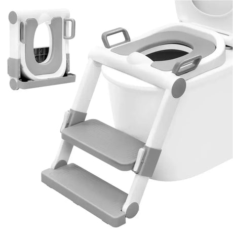 BukkitBow kindertoilet met trap en verstelbare hoogte, toiletbril geschikt voor kinderen, gemakkelijk in gebruik en comfortabel.