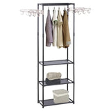 BukkitBow kledingrek met afneembare zijarmen, 2 opbergplanken, kunststof en stalen buis, maximale belasting 16kg, 55x28,5x175cm