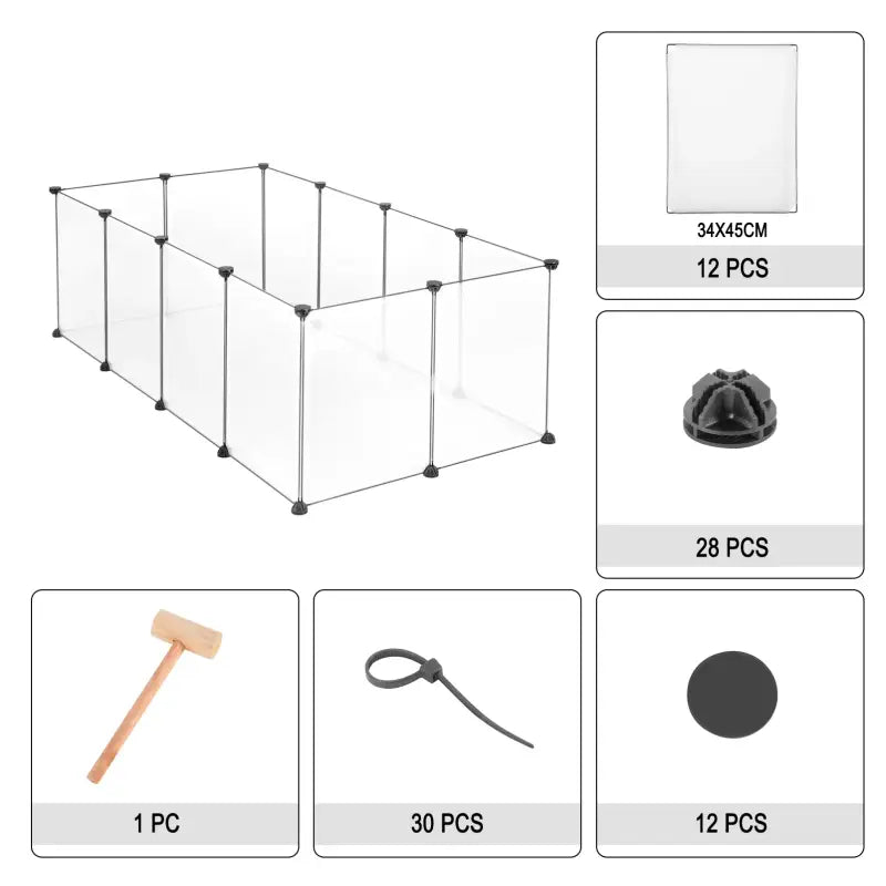 Licht verduisterde kleine dierenren van BukkitBow voor hamsters, cavia's en konijnen, 12 platen van 35x45cm, afmetingen 145x75x46cm.