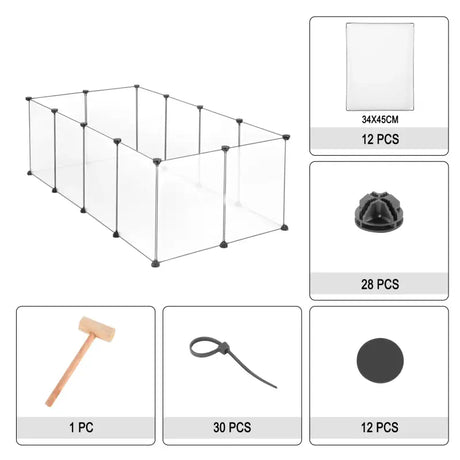 Licht verduisterde kleine dierenren van BukkitBow voor hamsters, cavia's en konijnen, 12 platen van 35x45cm, afmetingen 145x75x46cm.