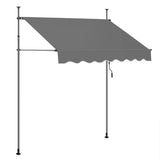 BukkitBow muur luifel in polyester met PA coating, UV-bescherming, verstelbare hoogte en kantelhoek, ideale zonwering voor buiten.