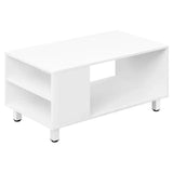 Witte BukkitBow bijzettafel met opbergruimte, MDF en metalen frame, 90x45x50 cm, modern en multifunctioneel design