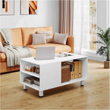 Witte BukkitBow bijzettafel van MDF en metaal, 90x45x50 cm, modern en multifunctioneel met opbergruimte.
