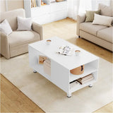 BukkitBow bijzettafel met opbergvak, wit MDF en metalen constructie, 90x45x50 cm, modern en multifunctioneel design