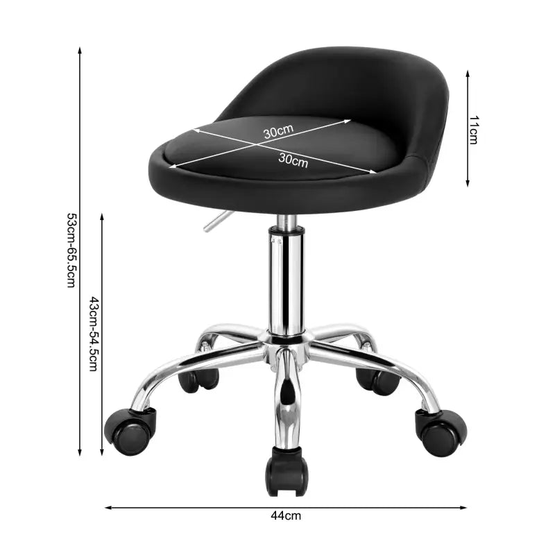 BukkitBow bureaustoel van kunstleder met rugondersteuning, metalen onderstel en wielen, hoogte verstelbaar tussen 43-55 cm.