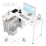 L-vorm BukkitBow bureau van hout en metaal met USB-poort, modern hoekbureau voor thuis of kantoor.
