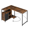 L-vorm bureau van BukkitBow met hout en metaal, USB-poort, modern hoekbureau voor thuiskantoor of werkruimte