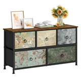 BukkitBow ladekast met 5 stoffen lades, metalen frame, geschikt als TV meubel of dressoir voor woonkamer, slaapkamer of hal