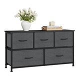 BukkitBow ladekast met 5 stoffen lades en metalen frame, geschikt als TV meubel of dressoir voor woonkamer, slaapkamer en hal